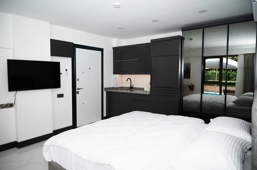 Der Wohnbereich des Studio-Apartments Nr. 3