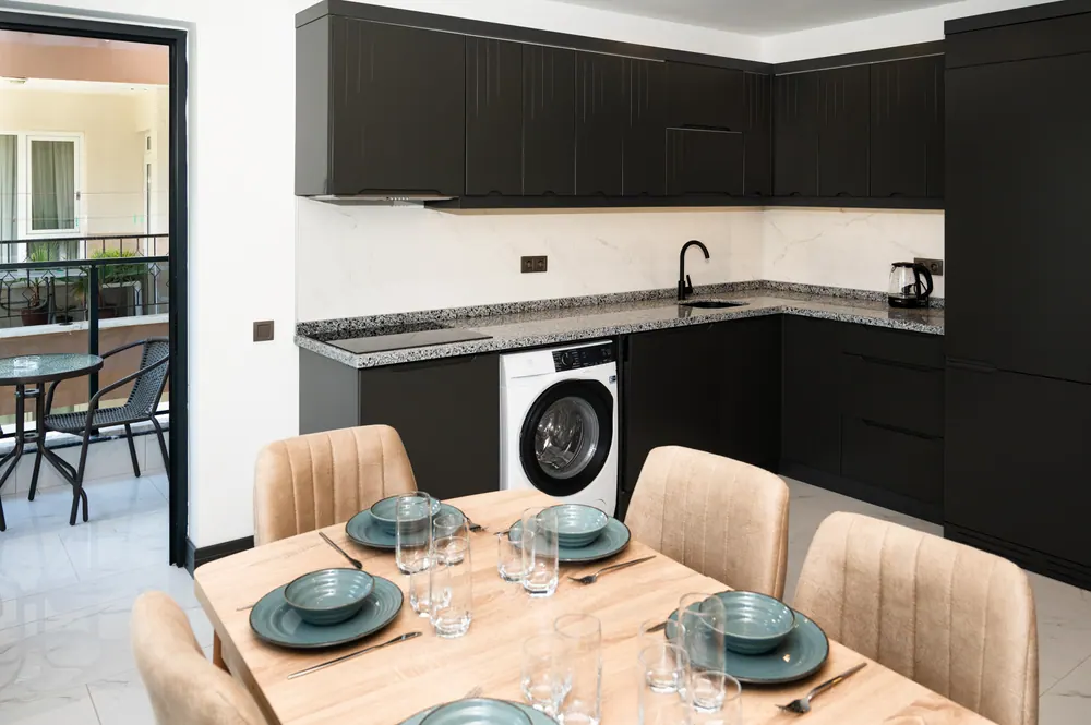 Küche und Esstisch von Apartment Nr. 9